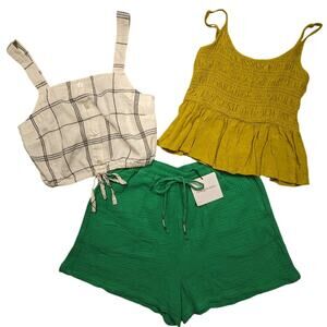 Womens Medium Clothing 3pc Tank Tops Clueless NWT Cotton Shorts Grace+Karma Boho